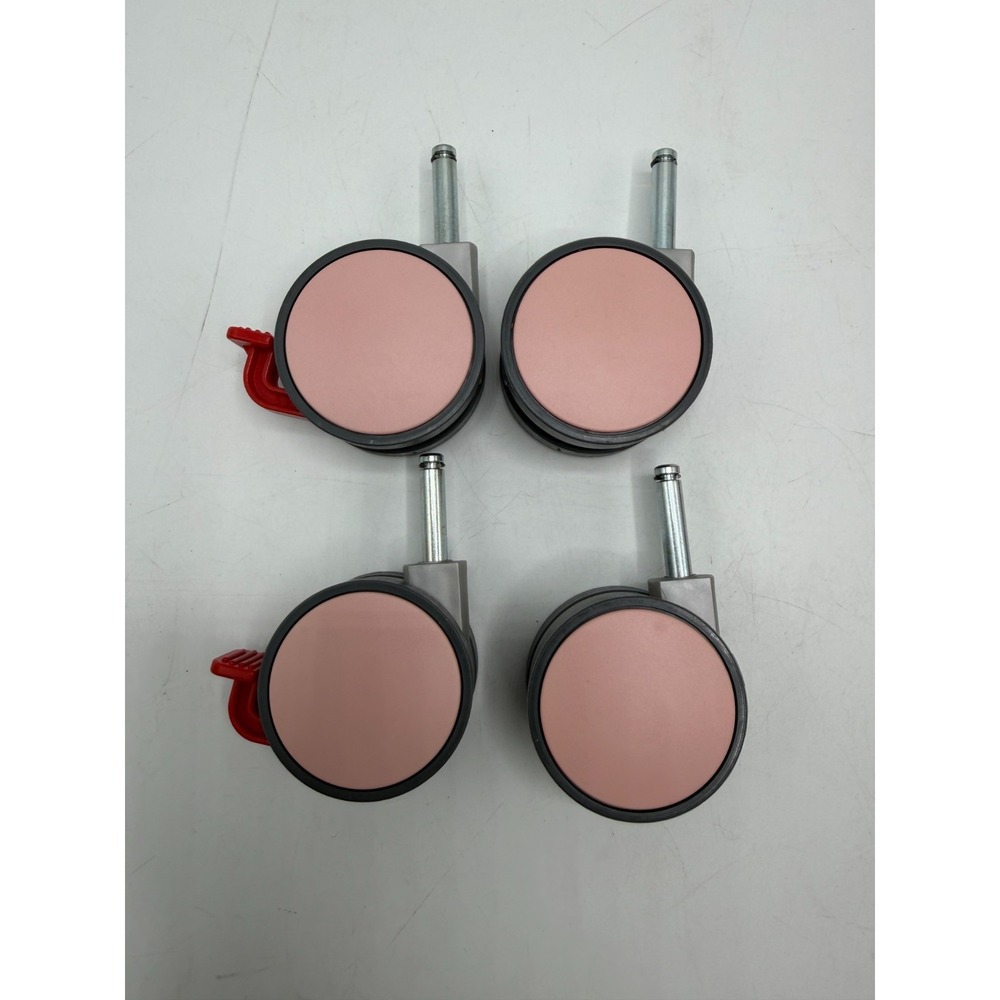 Pink Grey Office Chair Caster Wheels Set of 4 Lockable Swivel Stem Replacement